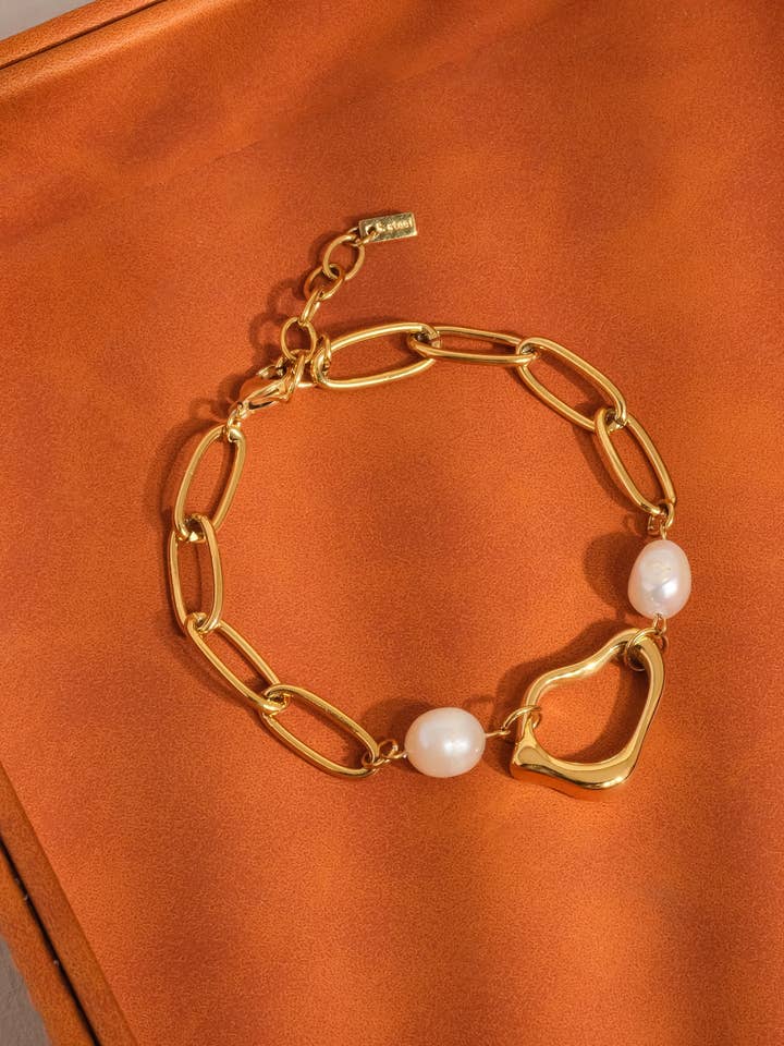 Pulsera de cadena clásica de perlas Katia 18K que no se deslustran para venta al por mayor de Flânerie by MAIQ