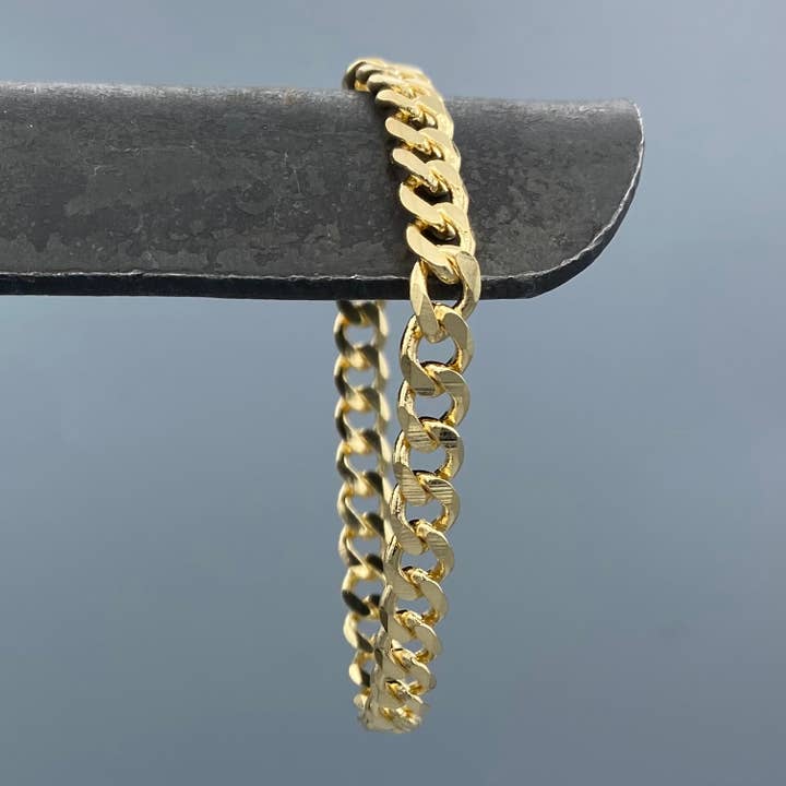 Pulseira de Corrente Curb de 6mm em Ouro Filled por atacado de Something Silver