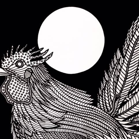 Moon Rooster for wholesale by Joel Mallams Artwork