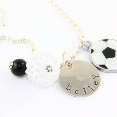 Personalized Soccer Charm Necklace for Girls & Coach for wholesale by The Silver Diva