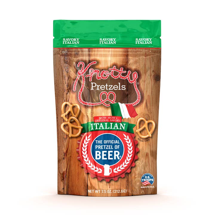 Italian Mini Twist Pretzels 7.5oz for wholesale by Knotty Snacks LLC