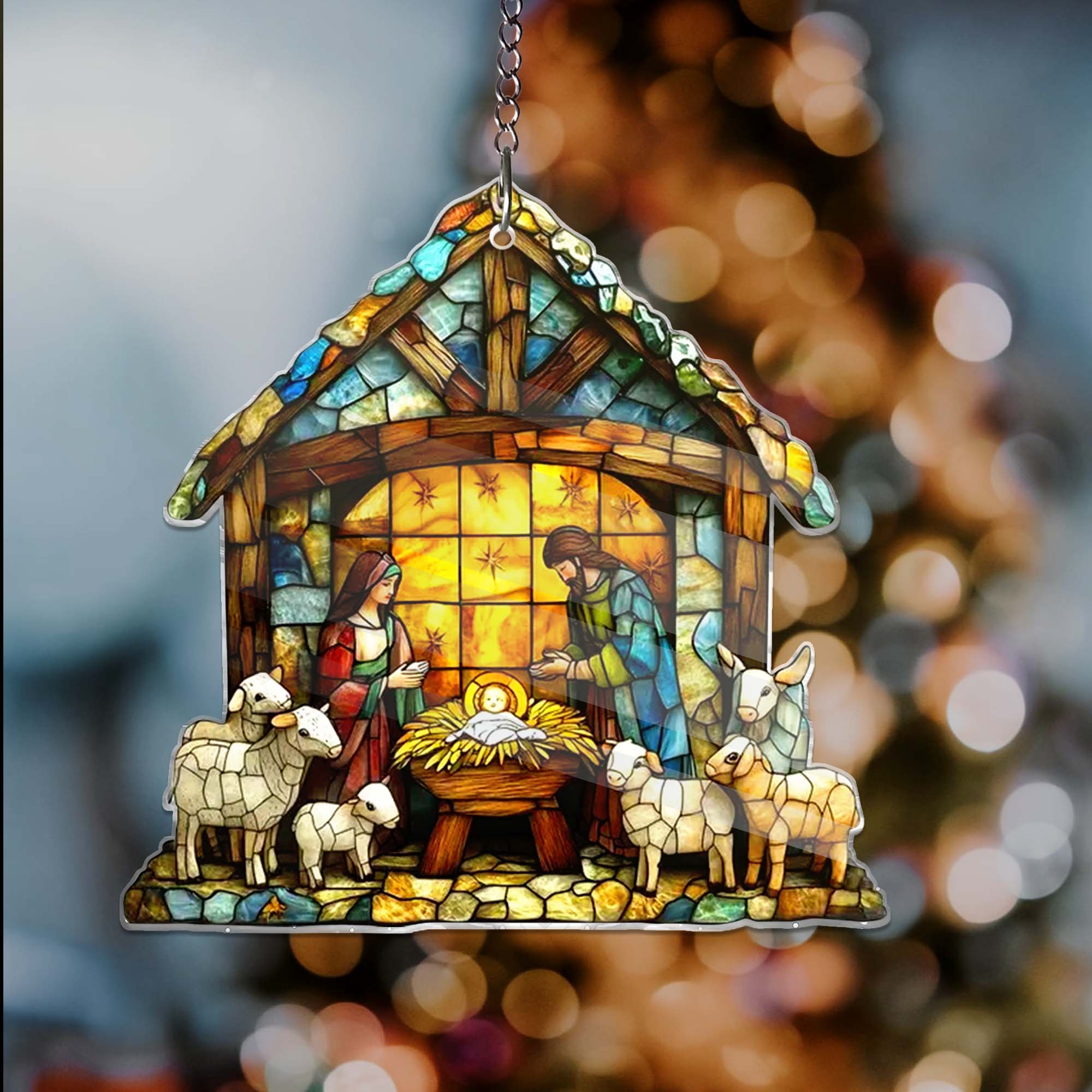 Merchemy - Wholesale Wall Decor - Kids & Baby - Nativity Catholic Ornament Nativity ACRYLIC Window Hanging4