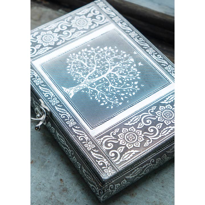 Namaste – wholesale Jewellery box/organiser – Silver Tree of Life Antique Jewellery Box