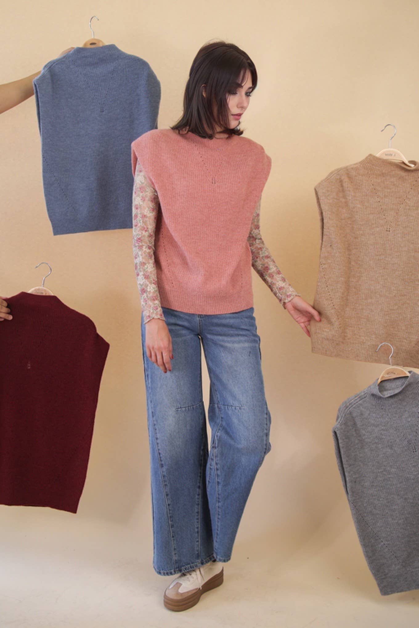 VERY J - Wholesale Sweater Vest - Women's - 12W3391N-Soft Knit Sweater Vest Top24