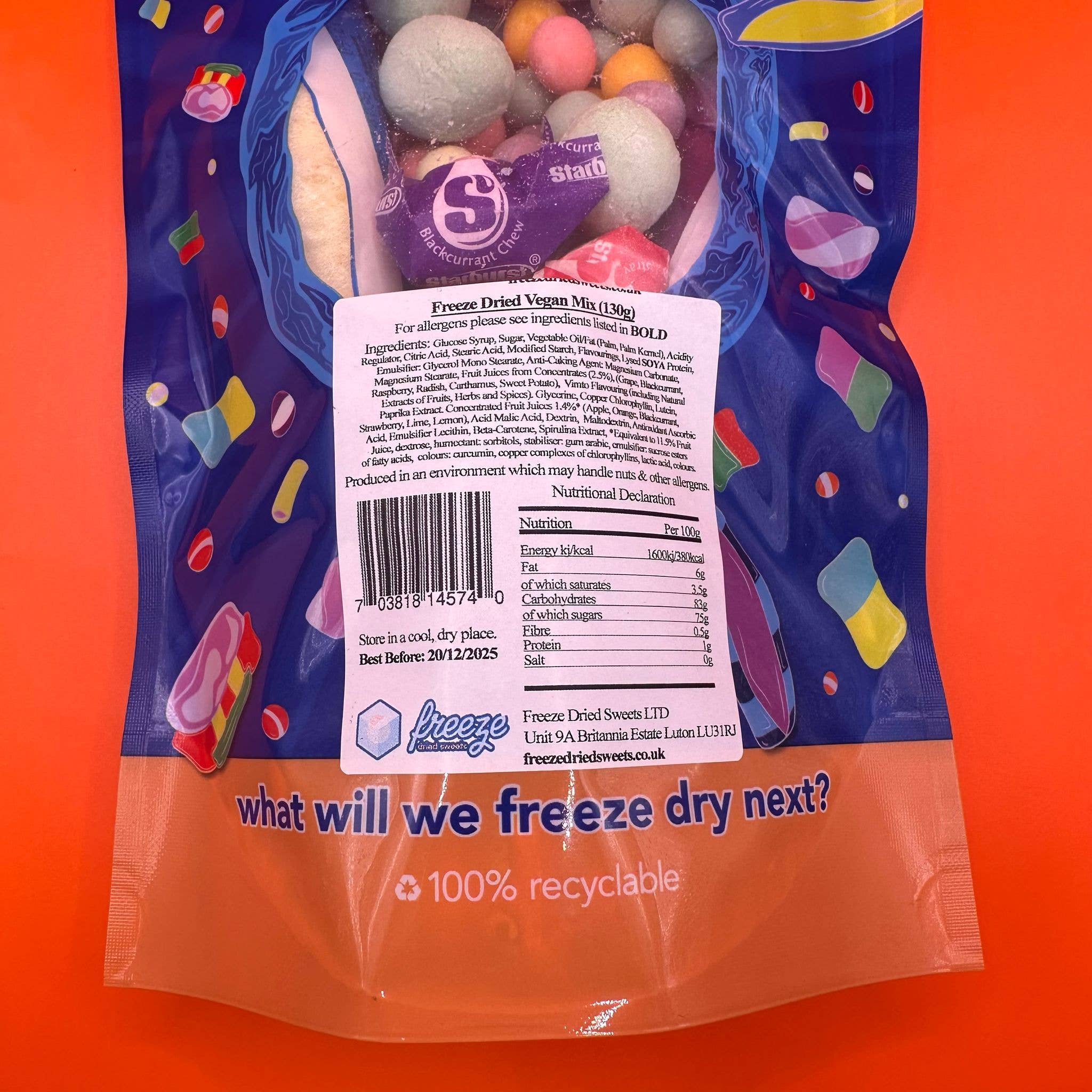 Freeze Dried Sweets – wholesale Boiled sweets – Vegan Mix 130g - Freeze Dried Sweets2