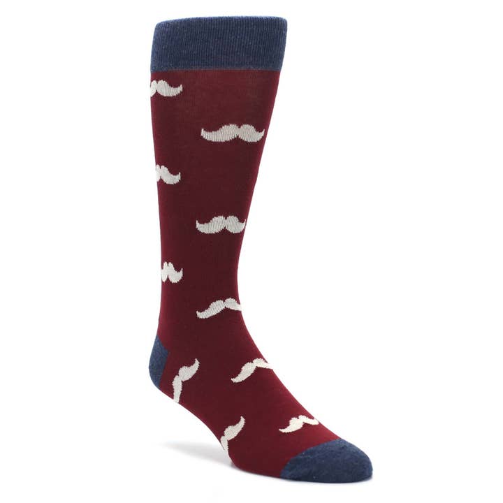 Statement Sockwear - Wholesale Socks - Men's - Burgundy Mustache Socks - Men’s Novelty Dress Socks