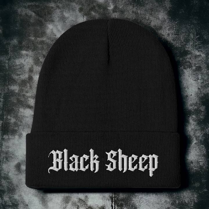 XRAEART Clothing Co - Wholesale Beanie - Unisex - Black Sheep Goth Embroidered Beanie0