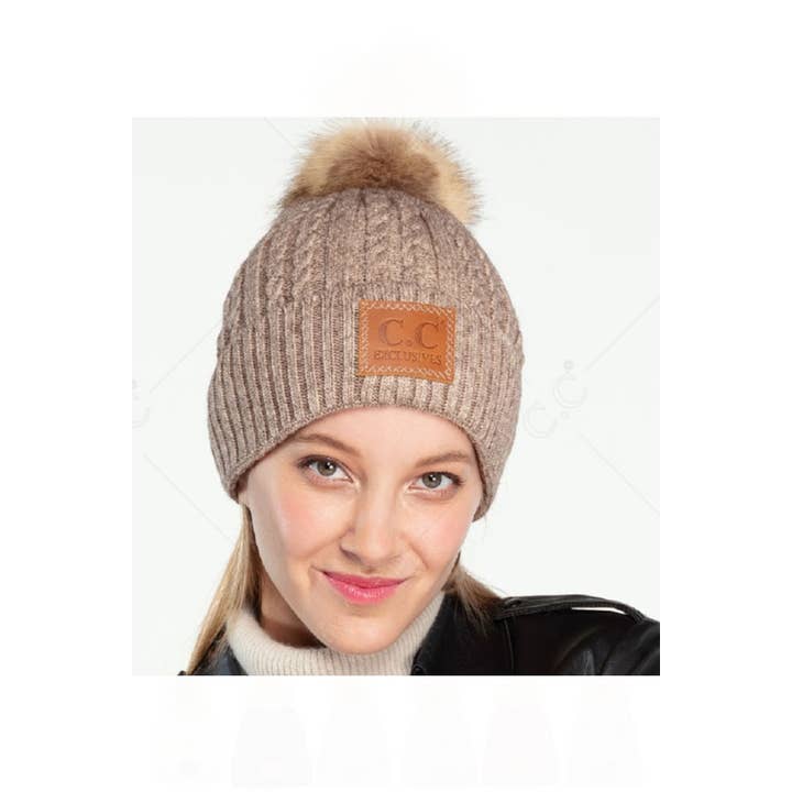 Hana - Wholesale Beanie - Women's - C.C Double Braided Beanie With Pom Winter Hat8