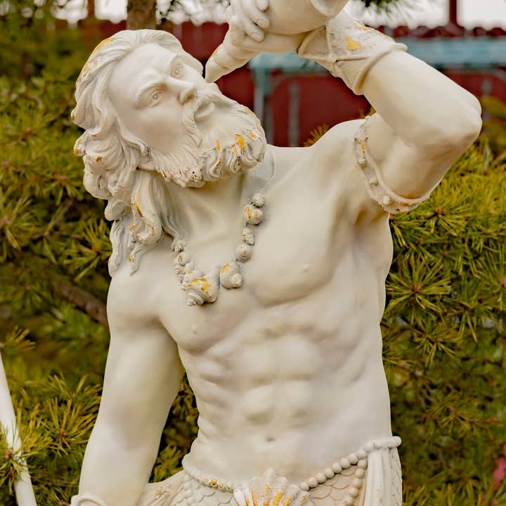 Zaer Ltd. International - Wholesale Outdoor Ornament/Decor - 52" T MGO Merman Garden Statue & Seashell Spyglass-2 Options6