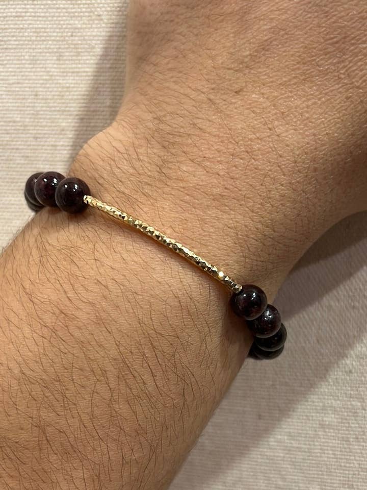 Garnet bar bracelet for wholesale by Brooklyn Belle Designs
