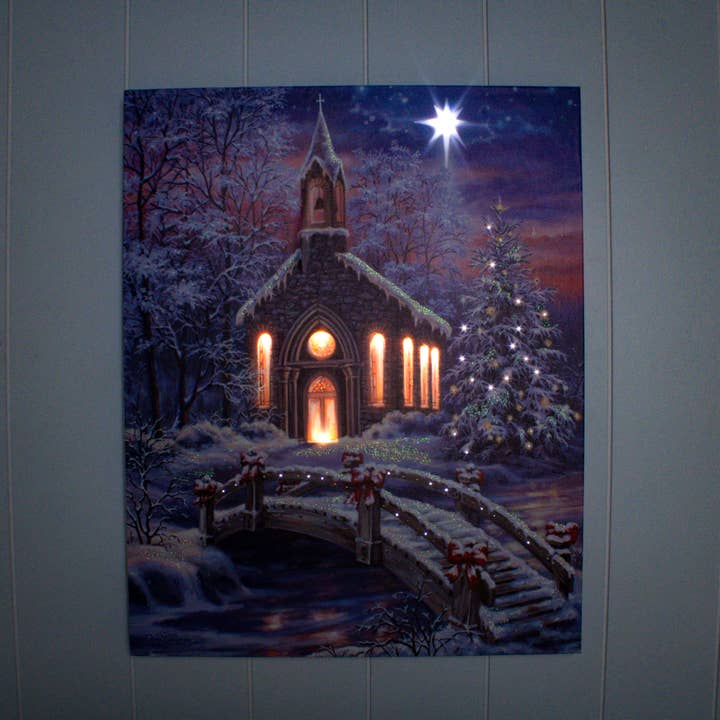 Glow Decor - Wholesale Christmas Wall Art - O Come Emmanuel 16x20 Fiber Optic Canvas2