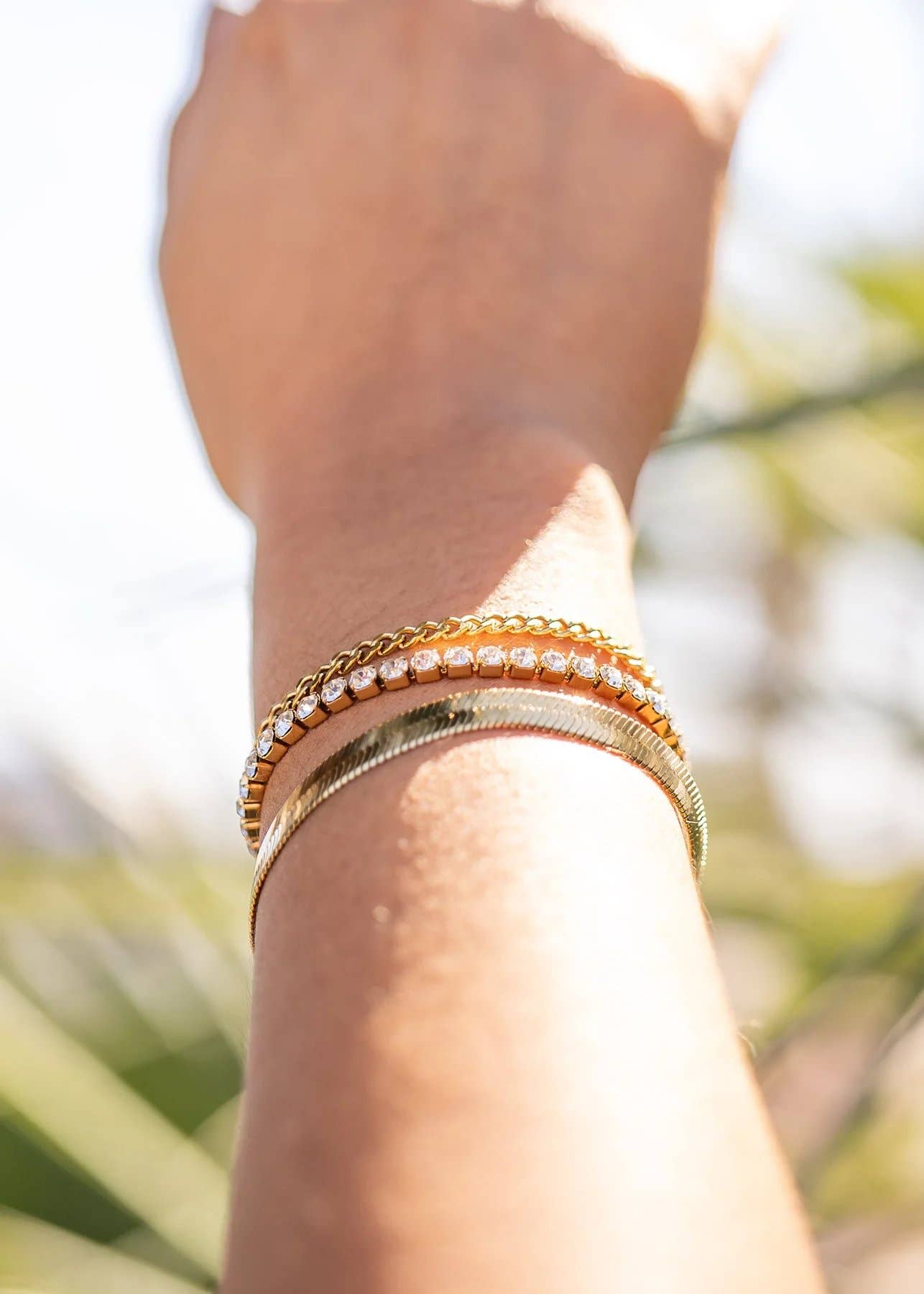 WJW - Venta al por mayor Pulseras de cadenas y eslabones - Pulsera de cadena tipo cubana de acero inoxidable con PVD de oro de 18 quilates y corte de diamante6