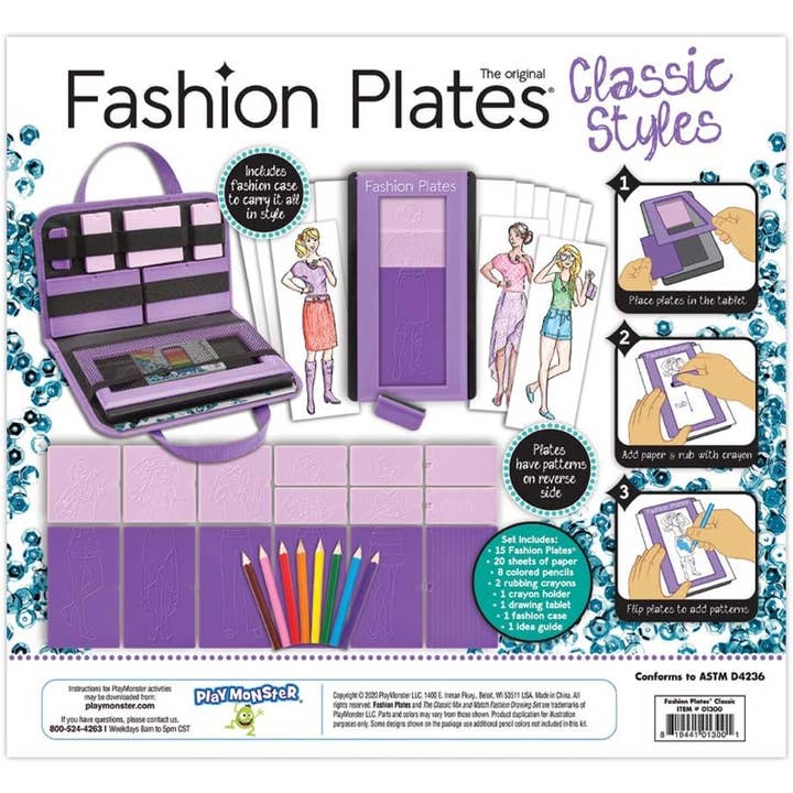 Play Monster - Wholesale Coloring & Activity Book - Kids & Baby - Fashion Plates Classic Styles Mix-and-Match Drawing Kit3