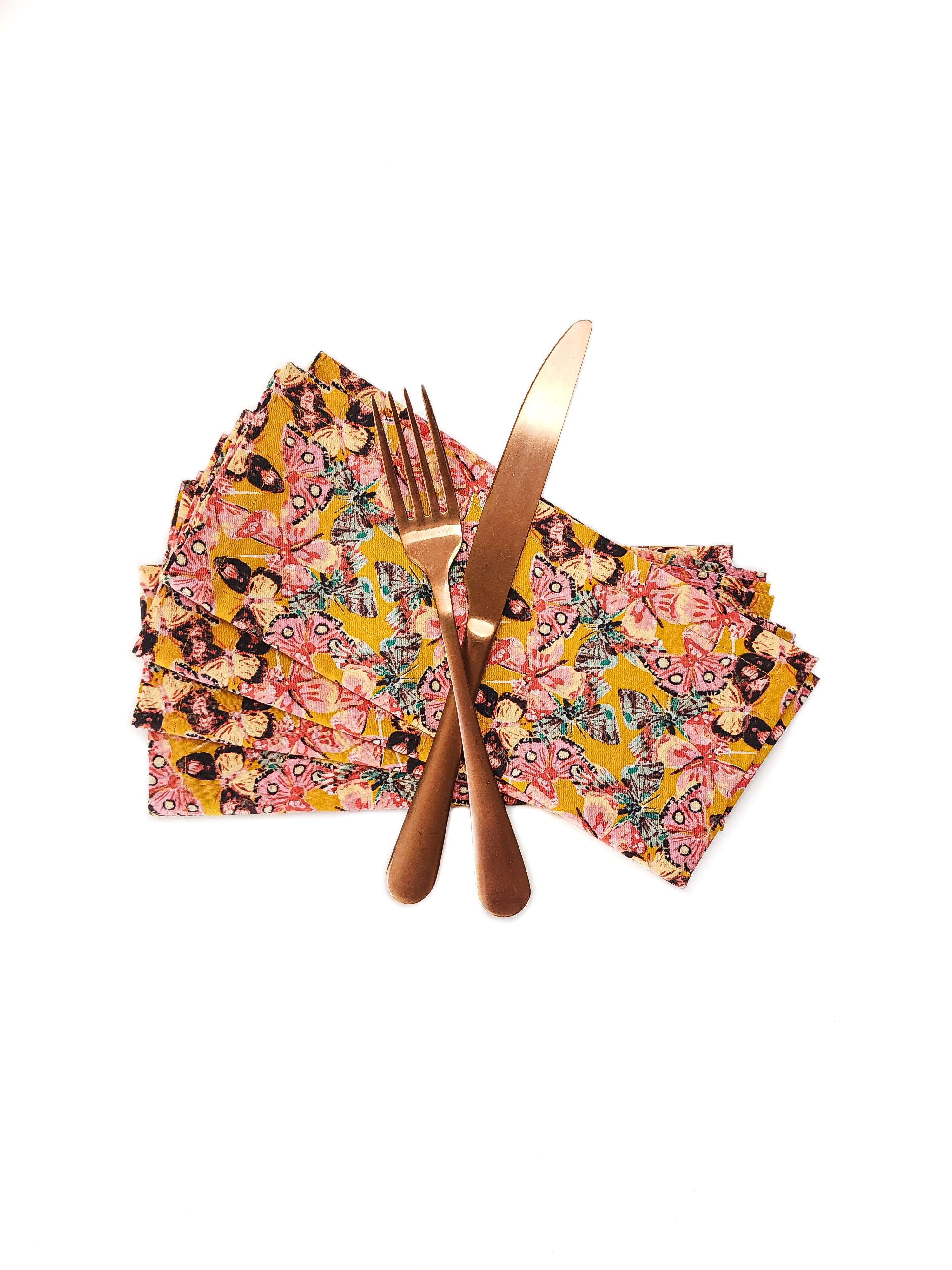90 West Linen Co. - Wholesale Dinner & Cloth Napkin - Golden Butterfly Cloth Napkins, Set of 416