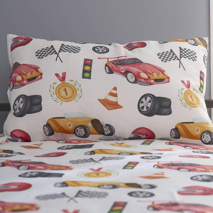 Race Car Dreams Reversible Quilt Cover + Booklet for wholesale by Jo's Dreamland