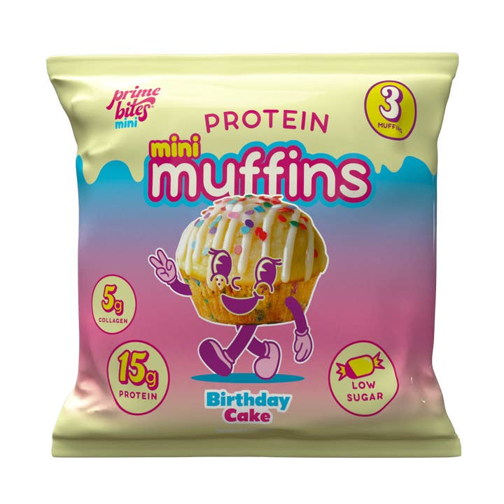 L&F Universal Goods - Wholesale Cake - Prime Bites Protein Mini Muffins Birthday Cake 12/60g0