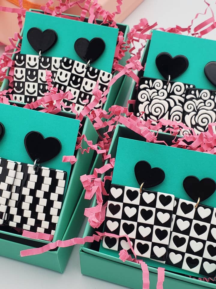 Black & White Playful Hearts for wholesale by Embellished Whimzy