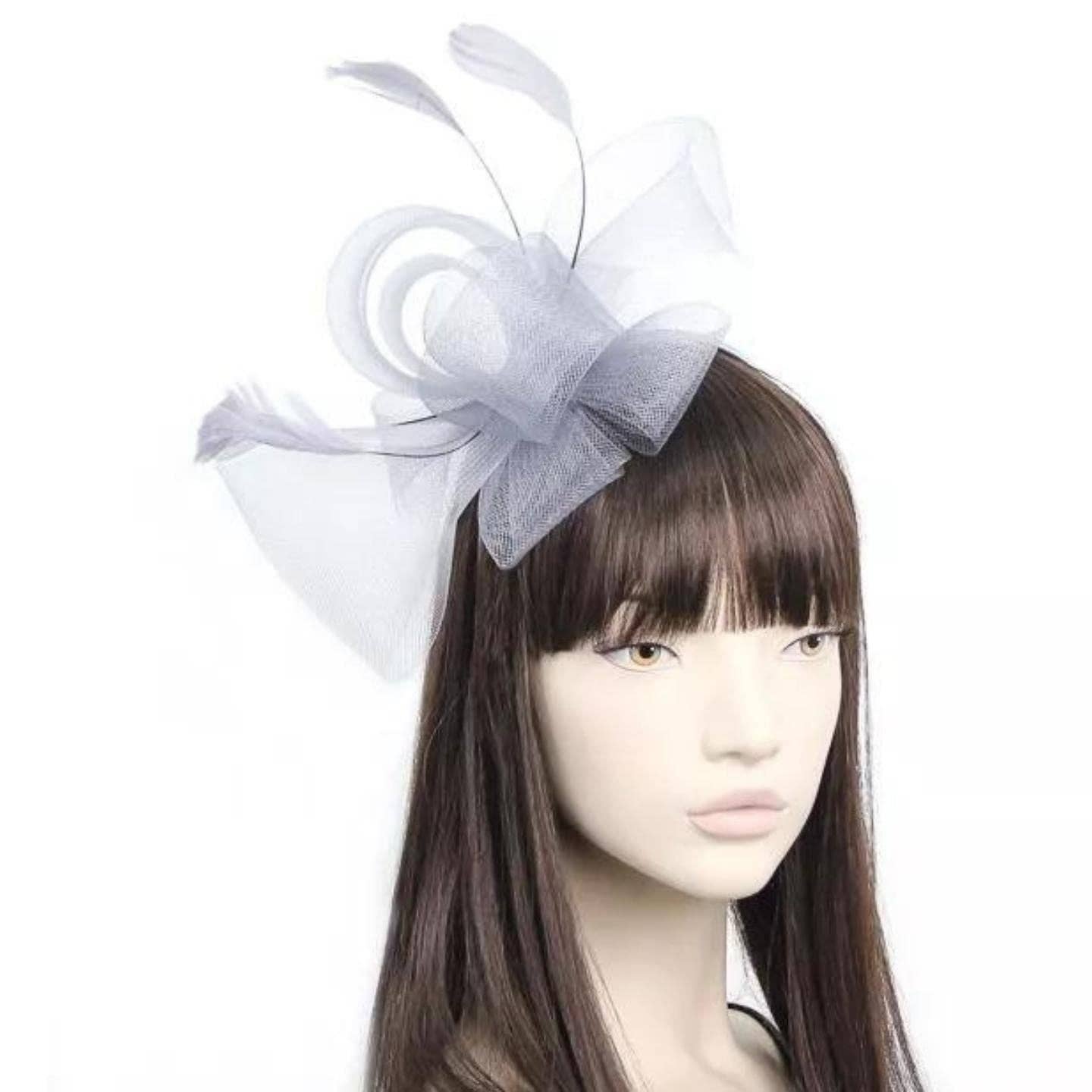 Topkids Accessories - Wholesale Fascinator Hat - Women's - Looped Net & Feather Fascinator Headband Hair Band Fascinators Fascinator Hats14