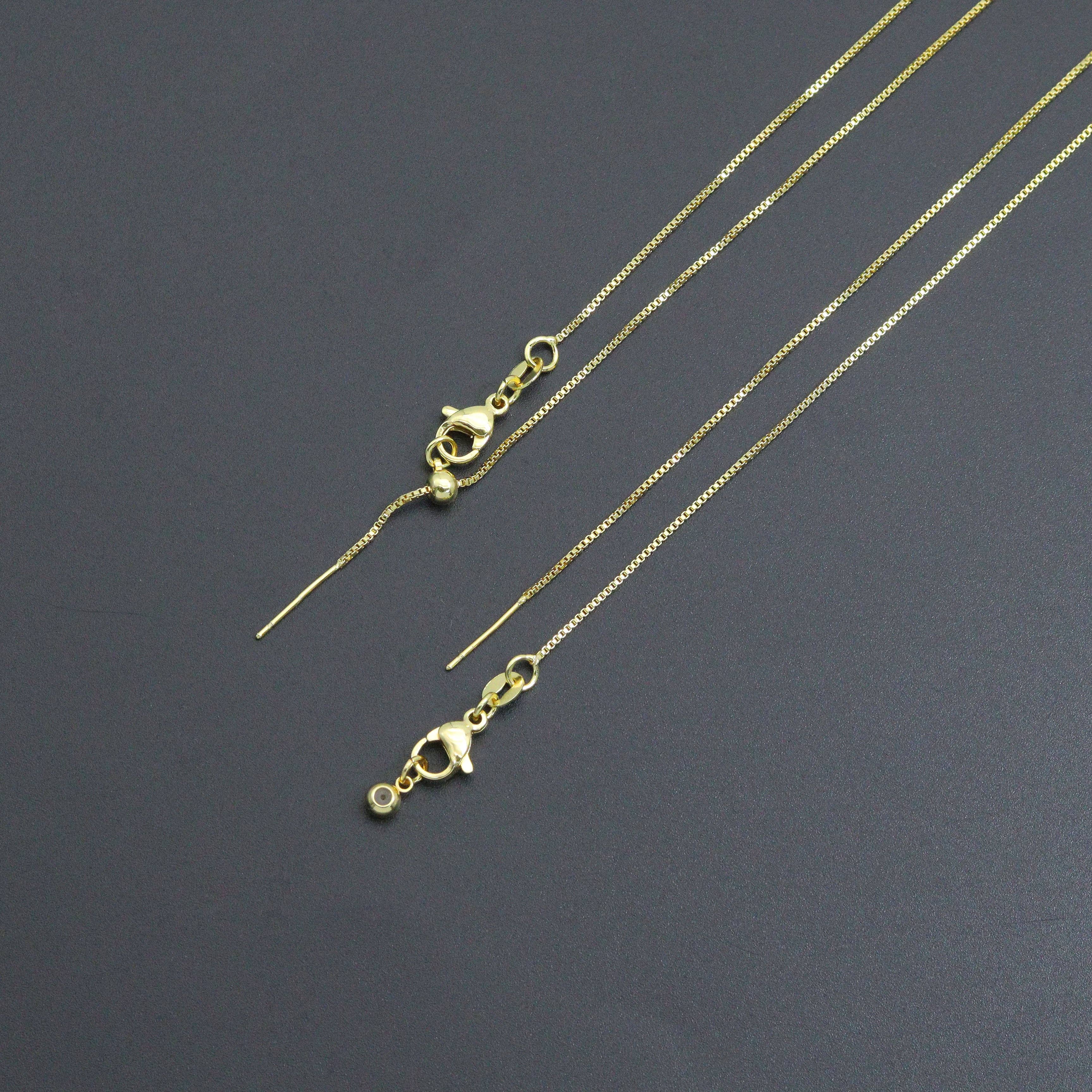 BestBeads&Beyond - Wholesale Link & Chain Necklace - Thin box Chain Necklace with adjustable thread end , Sku#LX8824