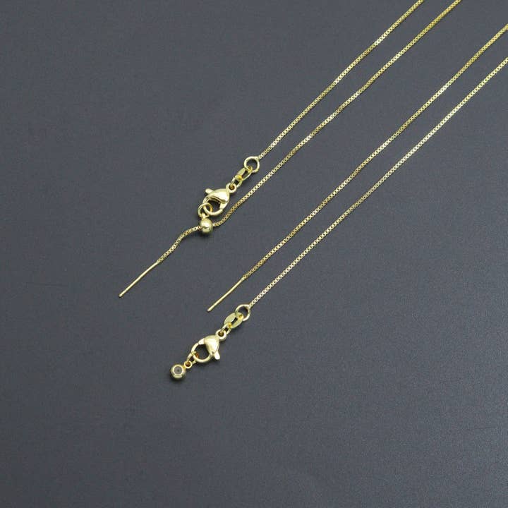 BestBeads&Beyond - Wholesale Link & Chain Necklace - Thin box Chain Necklace with adjustable thread end , Sku#LX8824