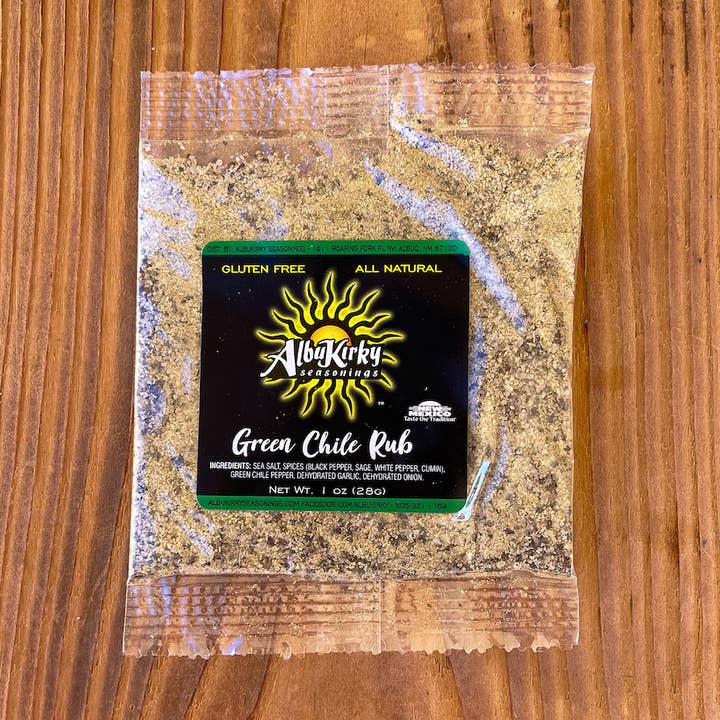 Green Chile Rub 1oz pouch packet for wholesale by AlbuKirky Seasonings