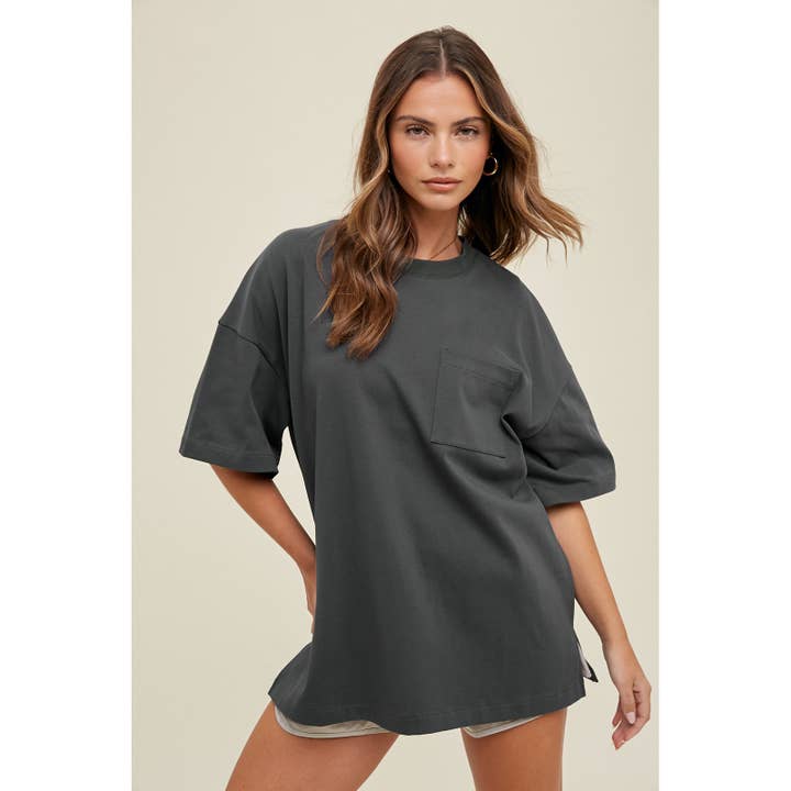 Apolline – wholesale T-shirt – women's – OVERSIZED BOYFRIEND COTTON TEE WITH POCKET