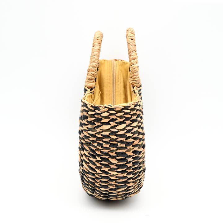 Art Floral Trading LLC – Mala com alça superior – Mulher por atacado – Saco de compras/Mala de mão-Pequeno-Natural e preto2