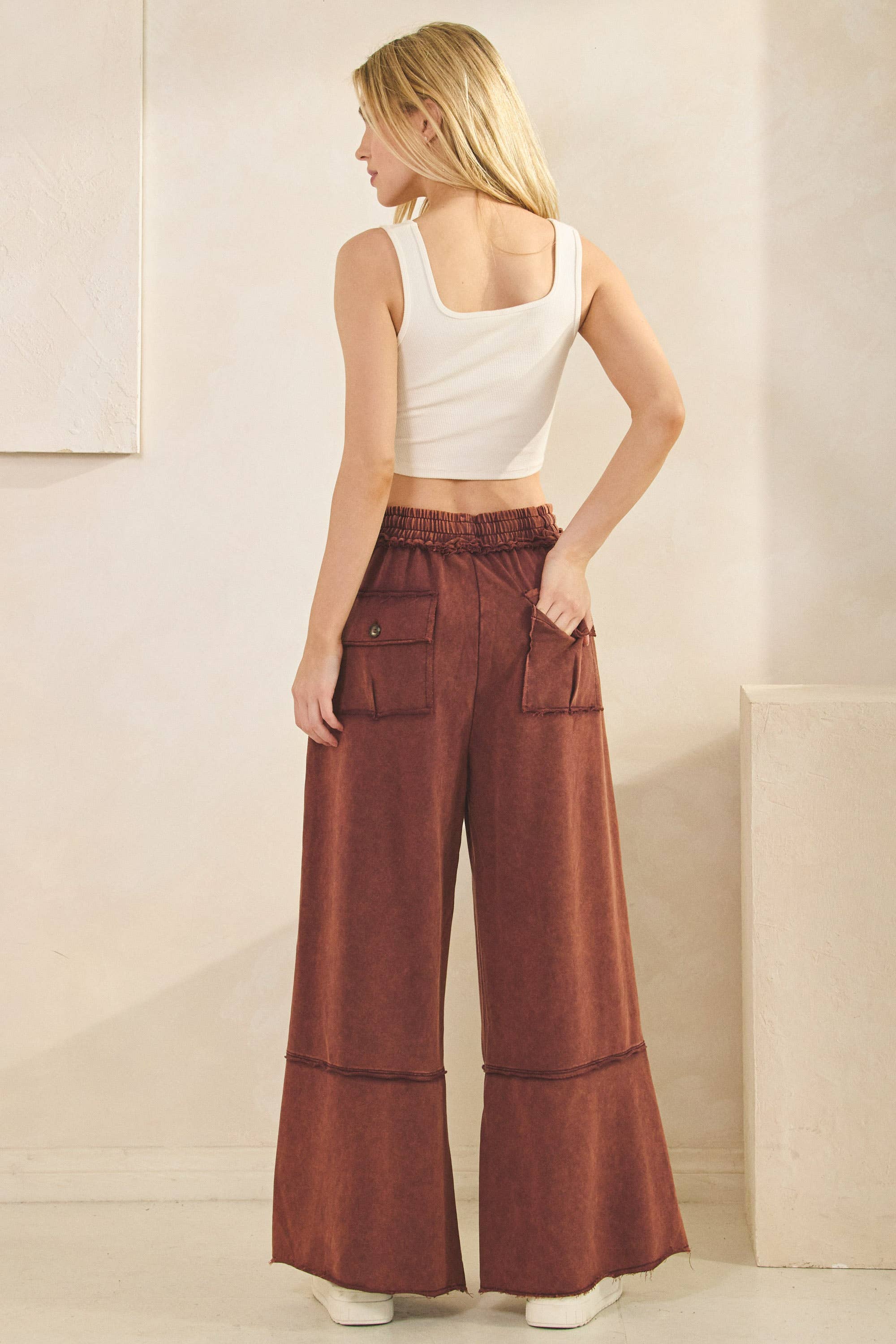 Sage + Fig - Wholesale Pants - Women's - MINERAL WASHED TERRY KNIT PANTS (SP7055-A)12