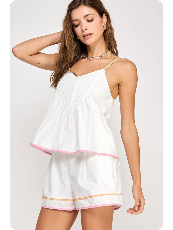 Strut & Bolt – wholesale Blouse – Women’s – Color Block Piping Detail Sleeveless Tank Top1