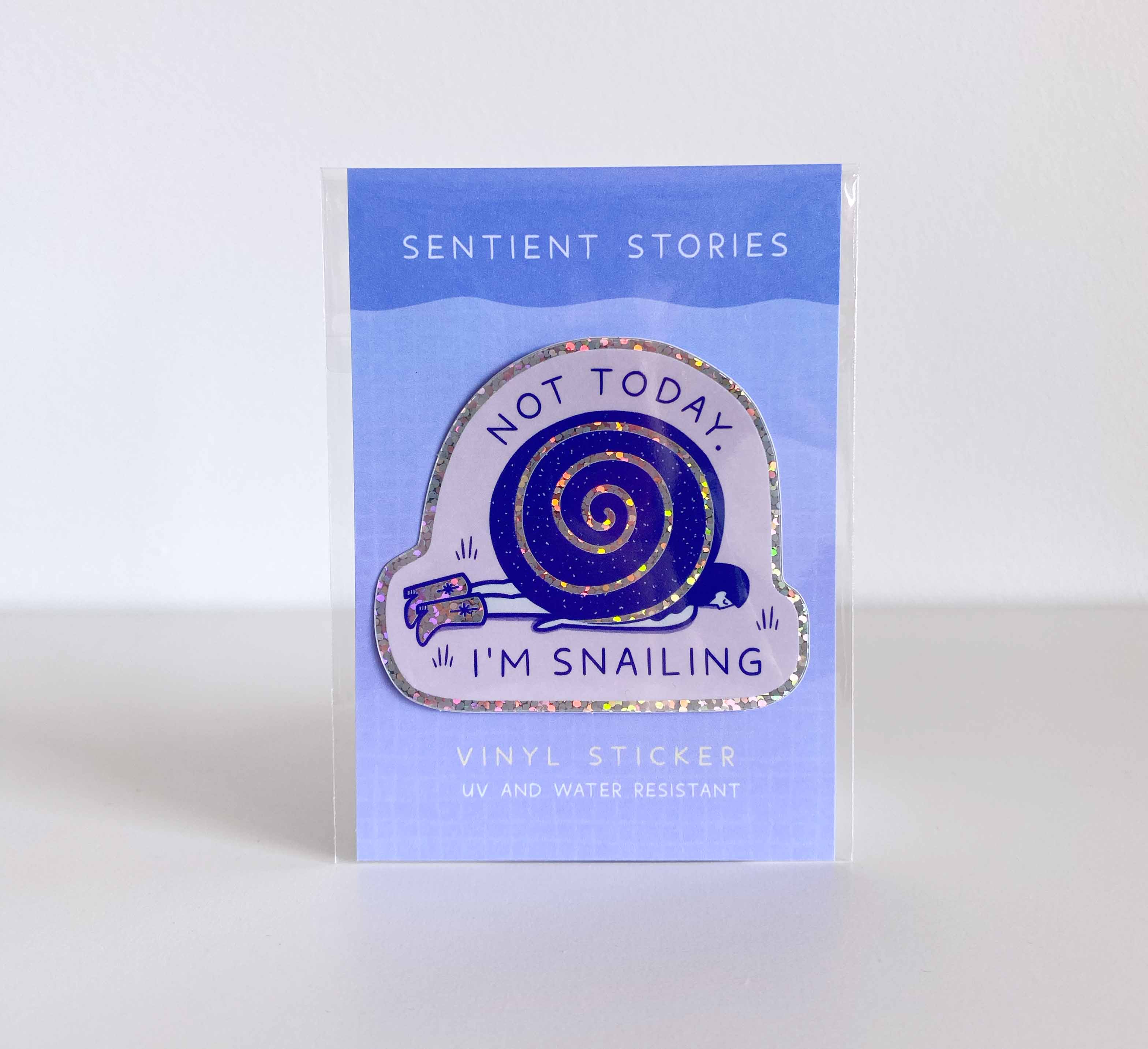 Sentient Stories – Großhandel Aufkleber – Glitzer-Vinyl-Aufkleber „Snailing“1
