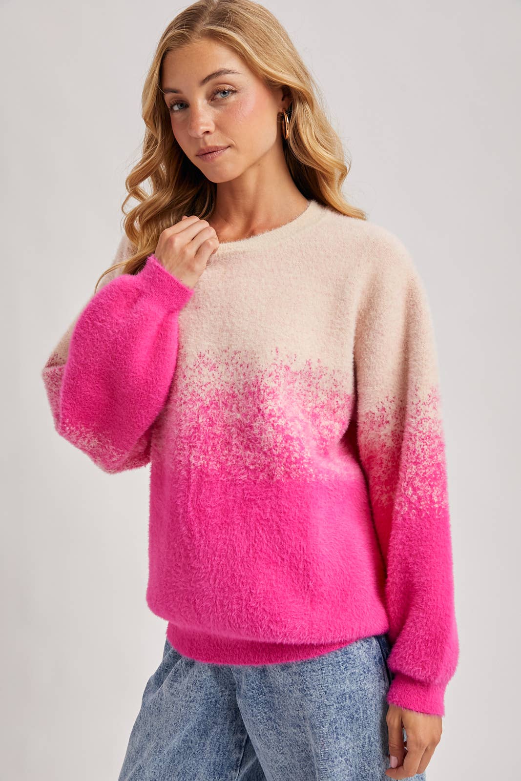 Bluivy - Wholesale Knit Sweater - Women's - FUZZY OMBRE KNIT SWEATER5
