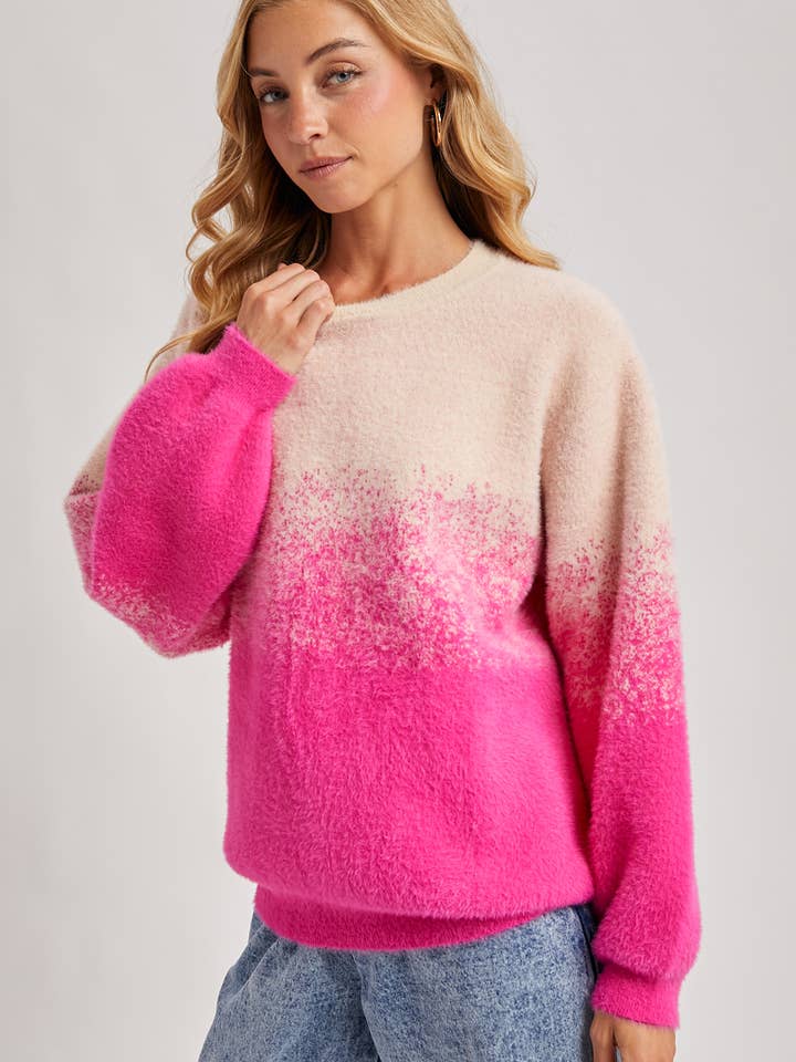 Bluivy - Wholesale Knit Sweater - Women's - FUZZY OMBRE KNIT SWEATER5