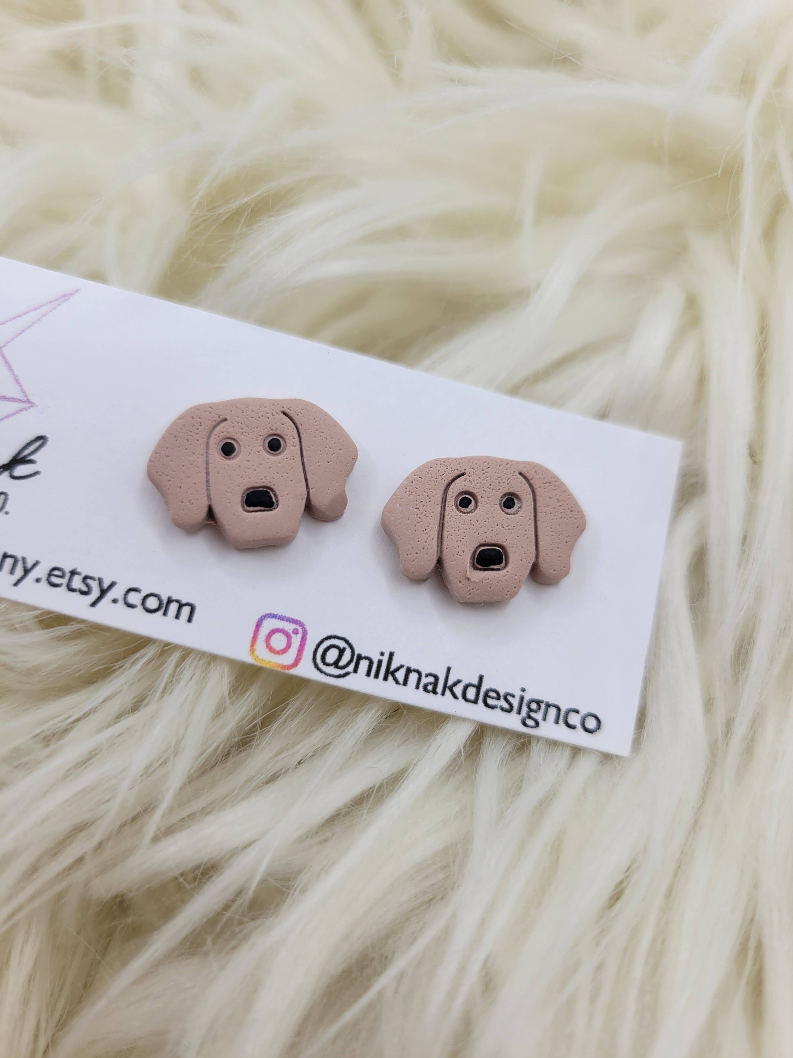 Nik Nak Design Co. - Wholesale Stud/Post Earrings - Puppy Dog Polymer Clay Stud Earrings3
