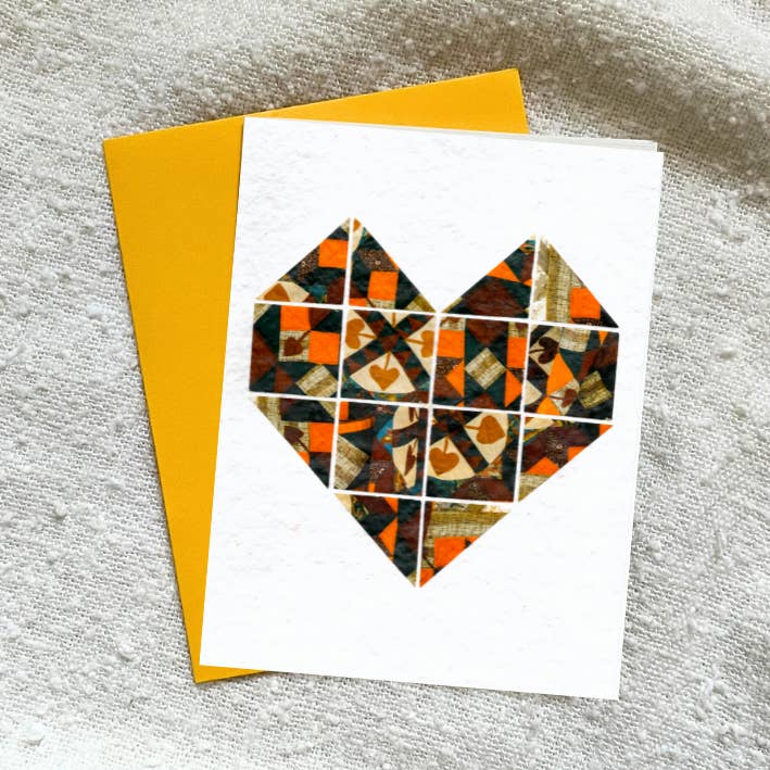 Quilt Block Greeting Card (Heart) for wholesale by Cozy Arts