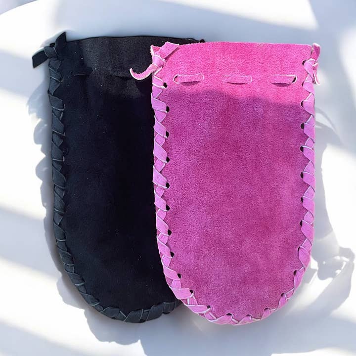 2 Piece Leather Pouch, Crystal Pouch, Medicine Bag for wholesale by Shamana Co.