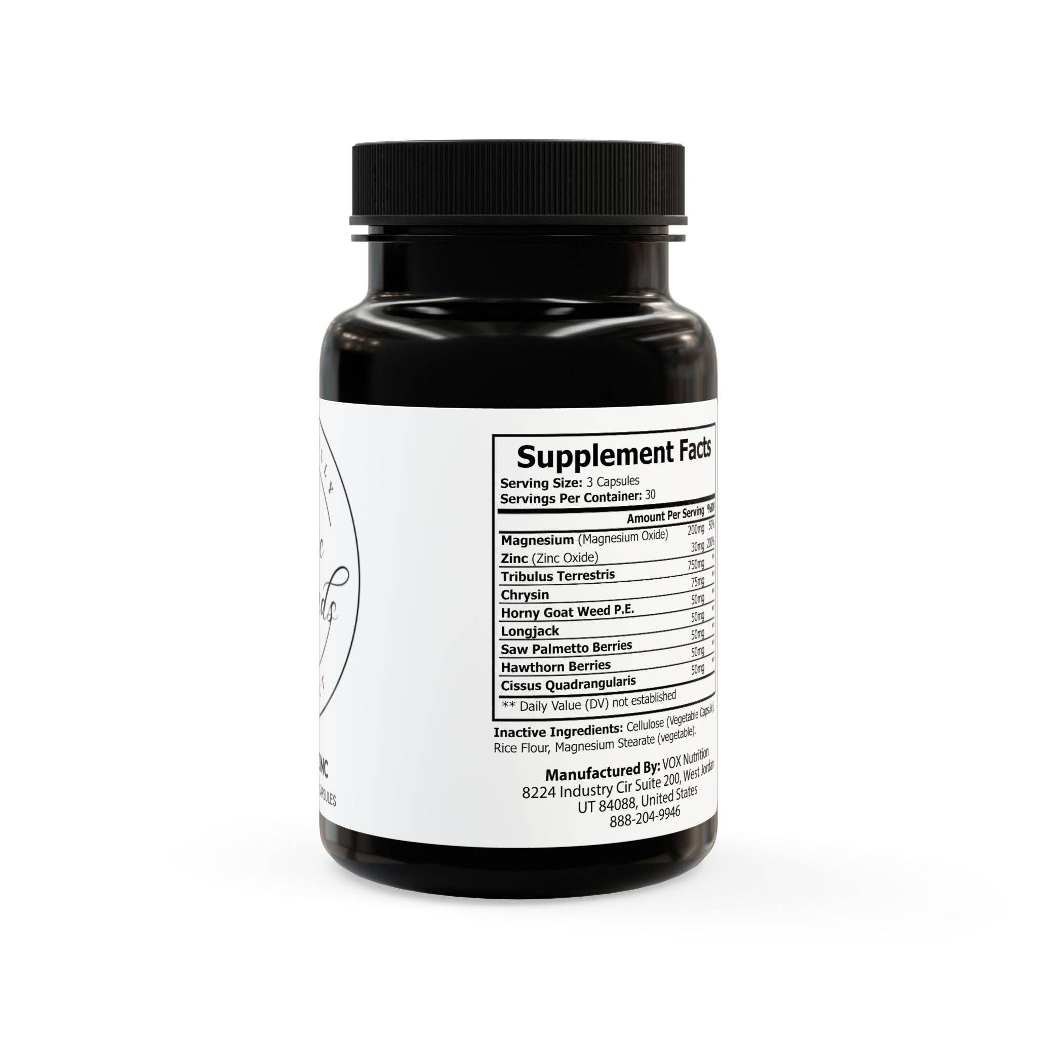 Black bottle cap Magnesium Zinc Supplement (90 Capsules) for wholesale on Faire2