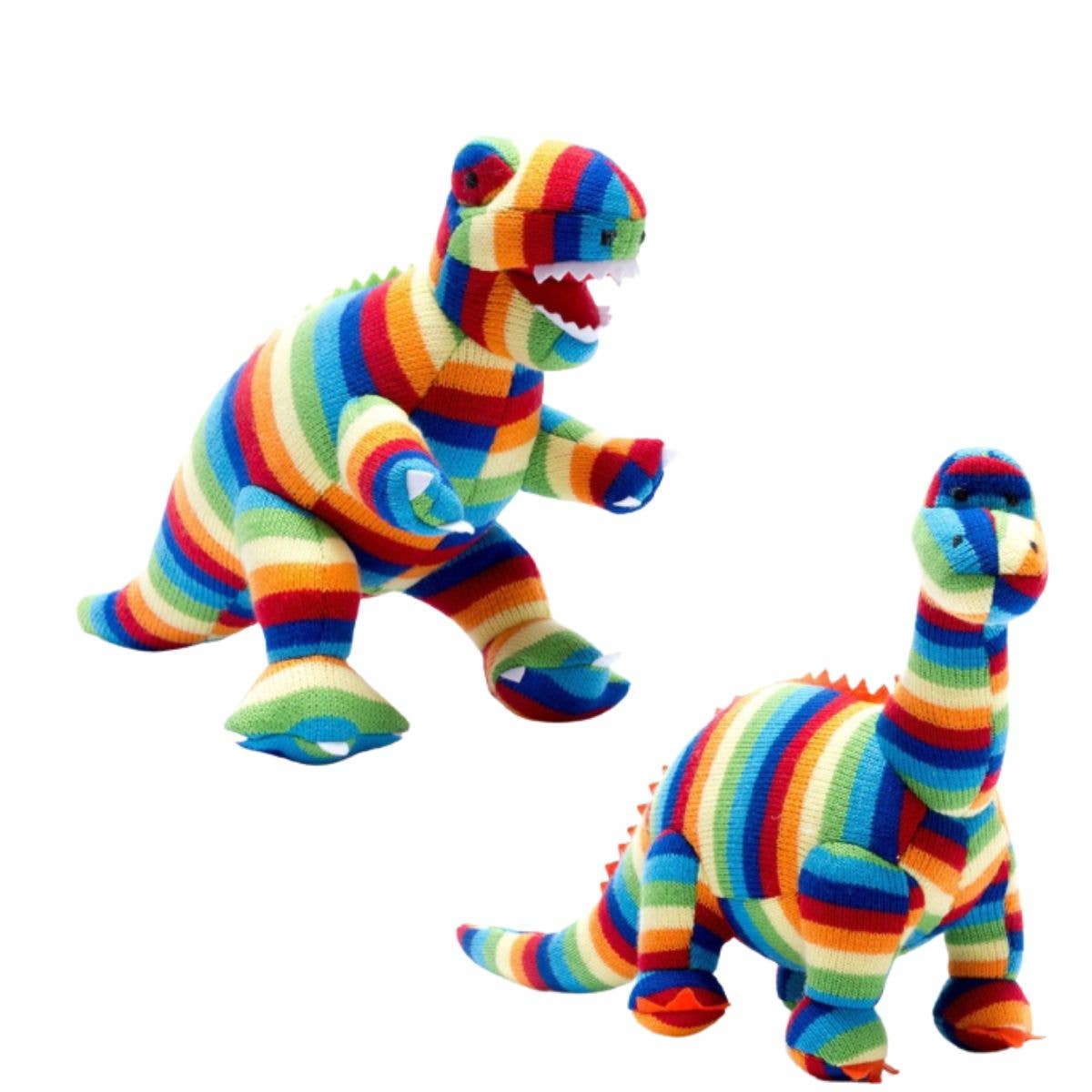Best Years Ltd - Wholesale Stuffed/Plush Toy - Kids & Baby - Diplodocus Soft Toy Dinosaur Teddy - Knitted Bold Stripes3