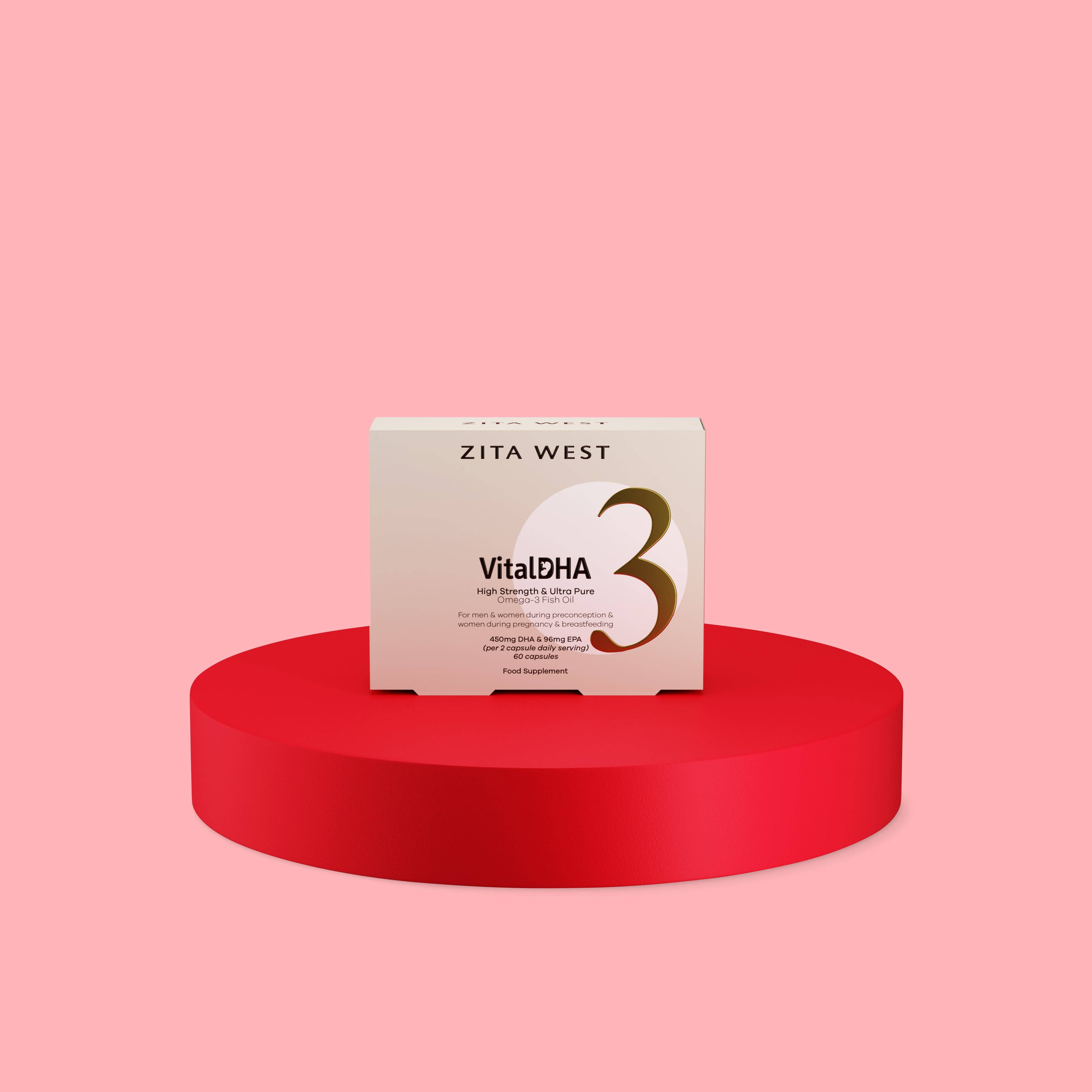 Zita West Products – Großhandel Nahrungsergänzungsmittel/Vitamin zum Einnehmen – Vital DHA mit Omega 3 für Fruchtbarkeit, Schwangerschaft und Stillzeit