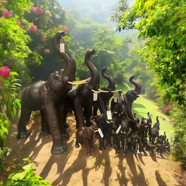 Handmade Leather Elephant Statue | Eco-Friendly Decor for wholesale by Something wild