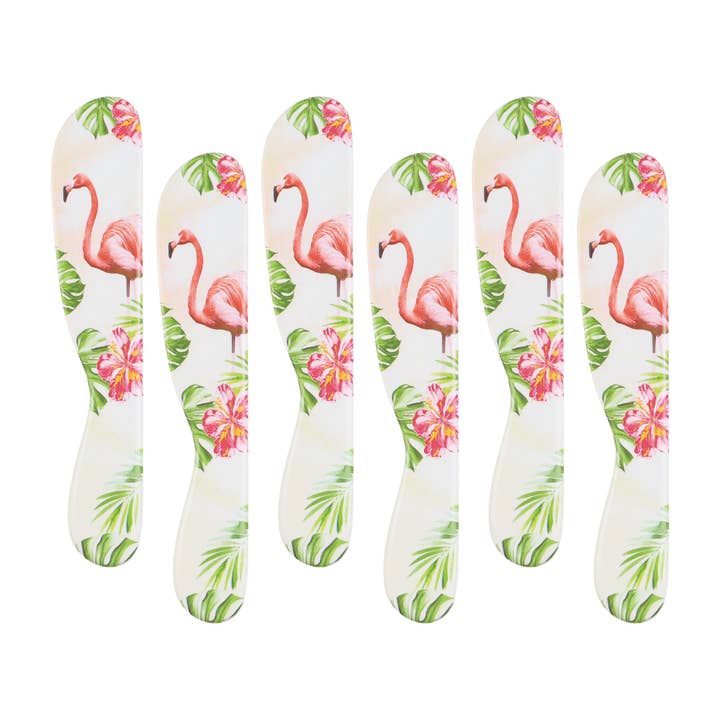 6-Piece Flamingo Melamine Cheese Spreader for wholesale by Supreme Housewares