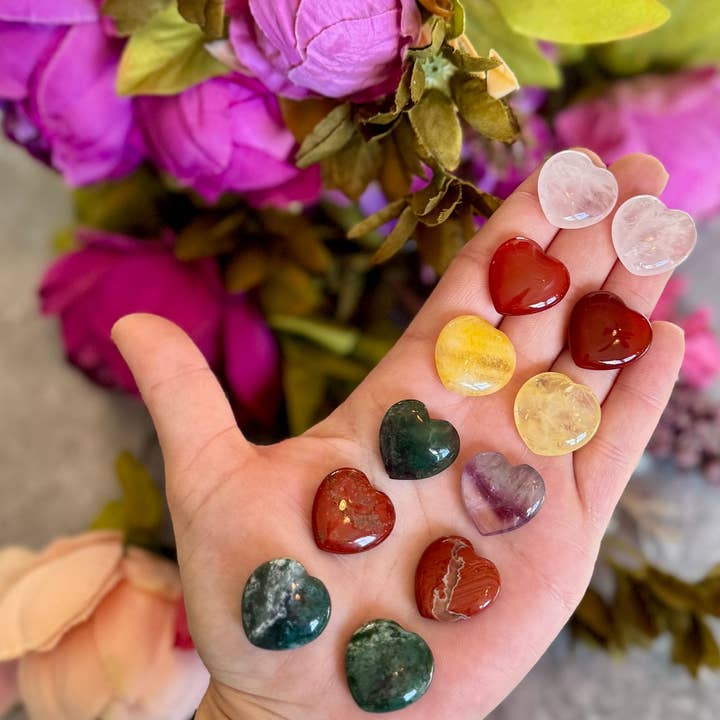Mandala Gems - Vendita all'ingrosso Pietra/cristallo spirituale - Cuori di Cristallo da 2 cm per San Valentino, Scegli tra Diaspro Rosso, Fluorite, Corniola, Quarzo Rosa, Agata Muschiata, Giallo6