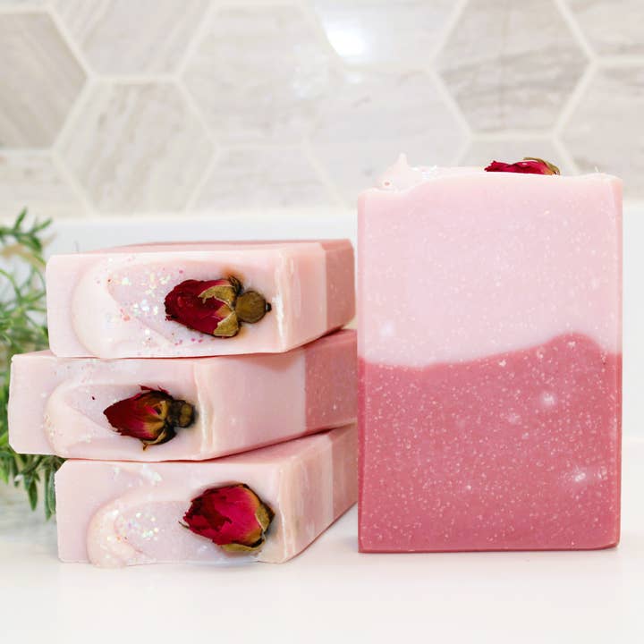 Baba Yaga Designs LLC - Wholesale Bar Soap - Fresh Cut Roses Soap Bar, Vegan Natural Skin Care Valentine