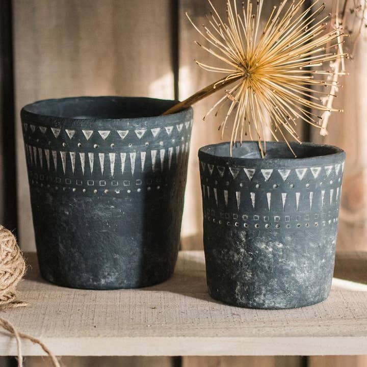Rustic Reach - Wholesale Plant Pot - Black Pottery Cement Planter4