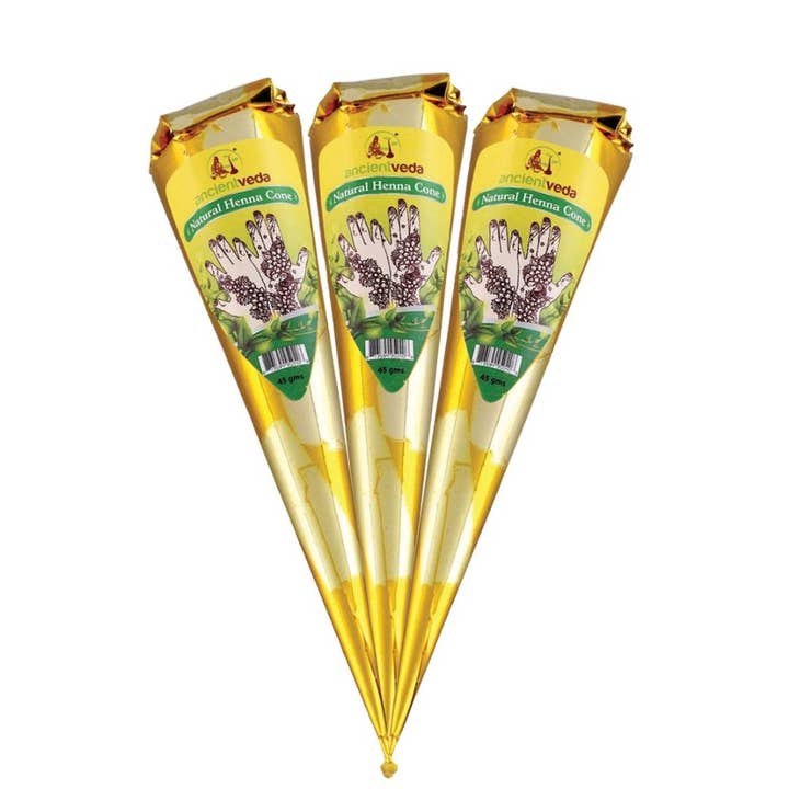 Ancientveda - Wholesale Body Glitter/Shimmer - Ancient Veda Premium Gold Henna Cones (45 gms) PER DZ0
