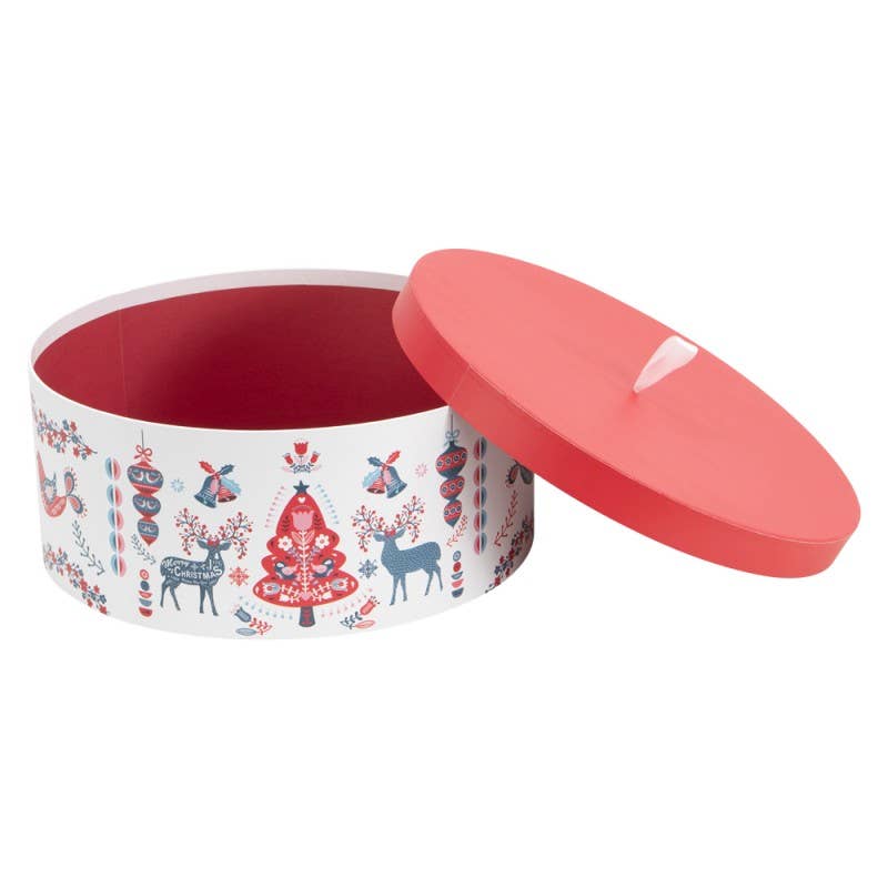 Deffrennes - Wholesale Christmas Decoration - Scandinavian round cardboard Christmas hat box diameter 34x143