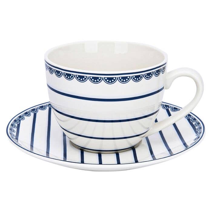 STP - Wholesale Tea Set - Vintage Indigo Porcelain Tea Cup w/ saucer Set of 4, 260 ml4