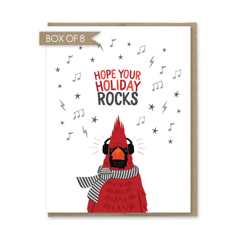 Cartão Cardinal Holiday Rocks - Caixa com 8 por atacado de Modern Printed Matter