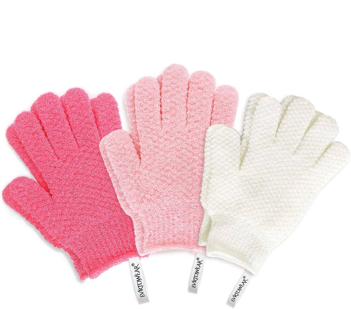 EvridWear - Wholesale Exfoliating Gloves/Mitts - Evridwear Exfoliating Bath Gloves for Shower Spa, Full Finger, Pink Series0