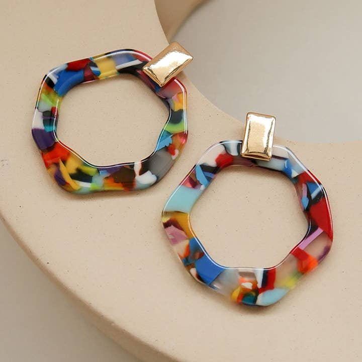 Dipped Shop – Engroshandel Hoops – Farverige acetat geometriske dråbe hoop øreringe DP25E7342