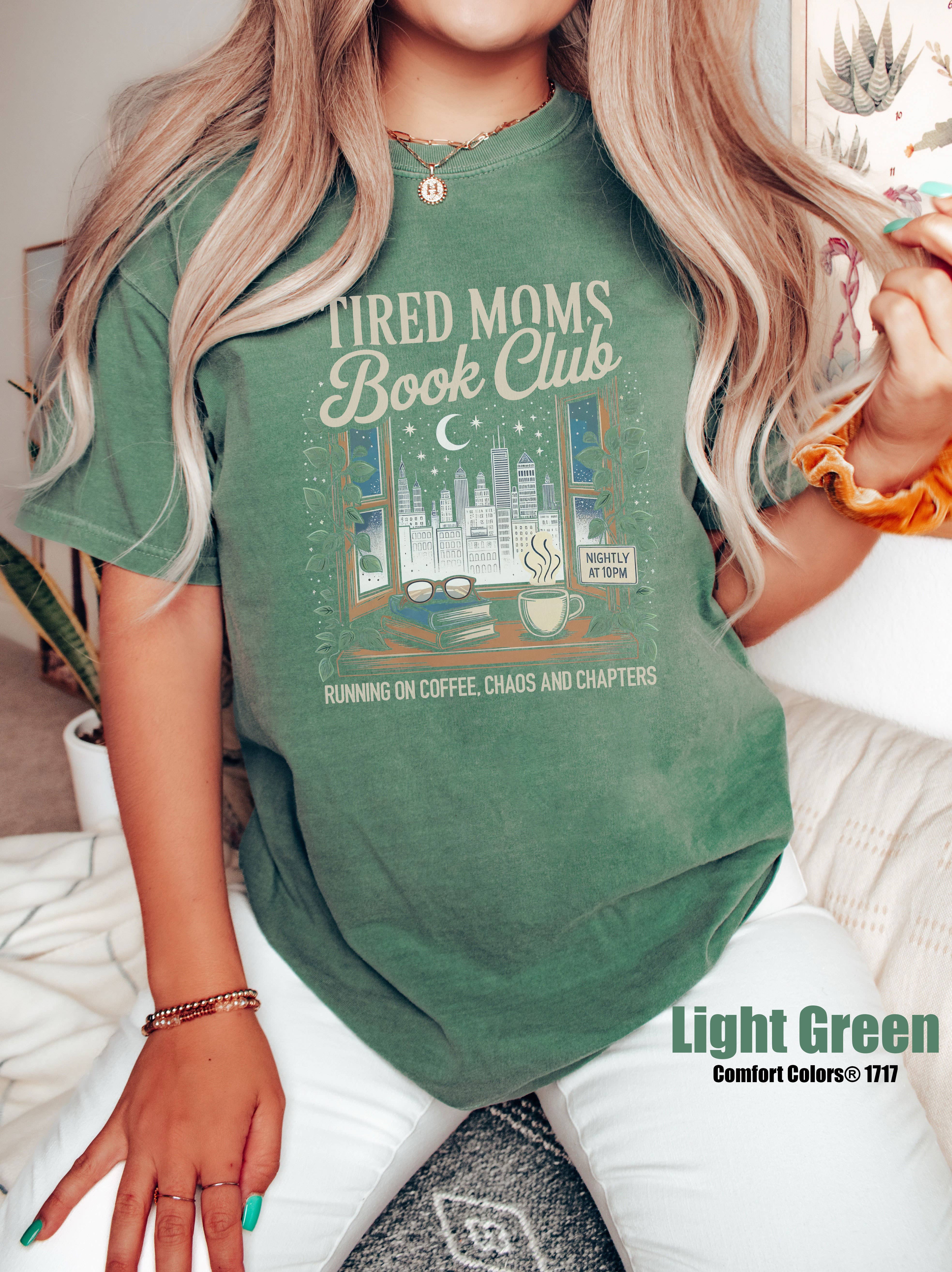 Glaime - Venta al por mayor Camiseta estampada - Mujer - Camiseta del Club de Lectura de Madres Cansadas de Comfort Colors, Camiseta de Mamá Lectora1